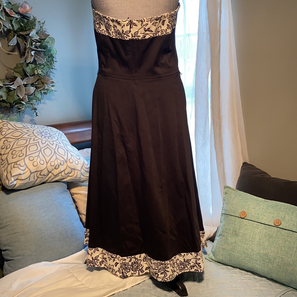 White House Black Market Strapless Mid Length Dress Semi Formal party black 10 - Picture 2 of 9